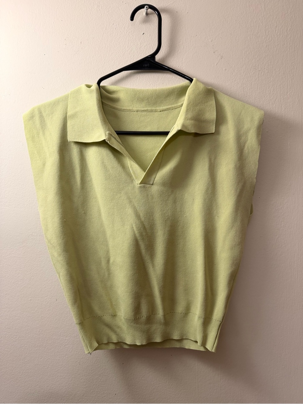Sleeveless Polo Knit Top - Light Lime